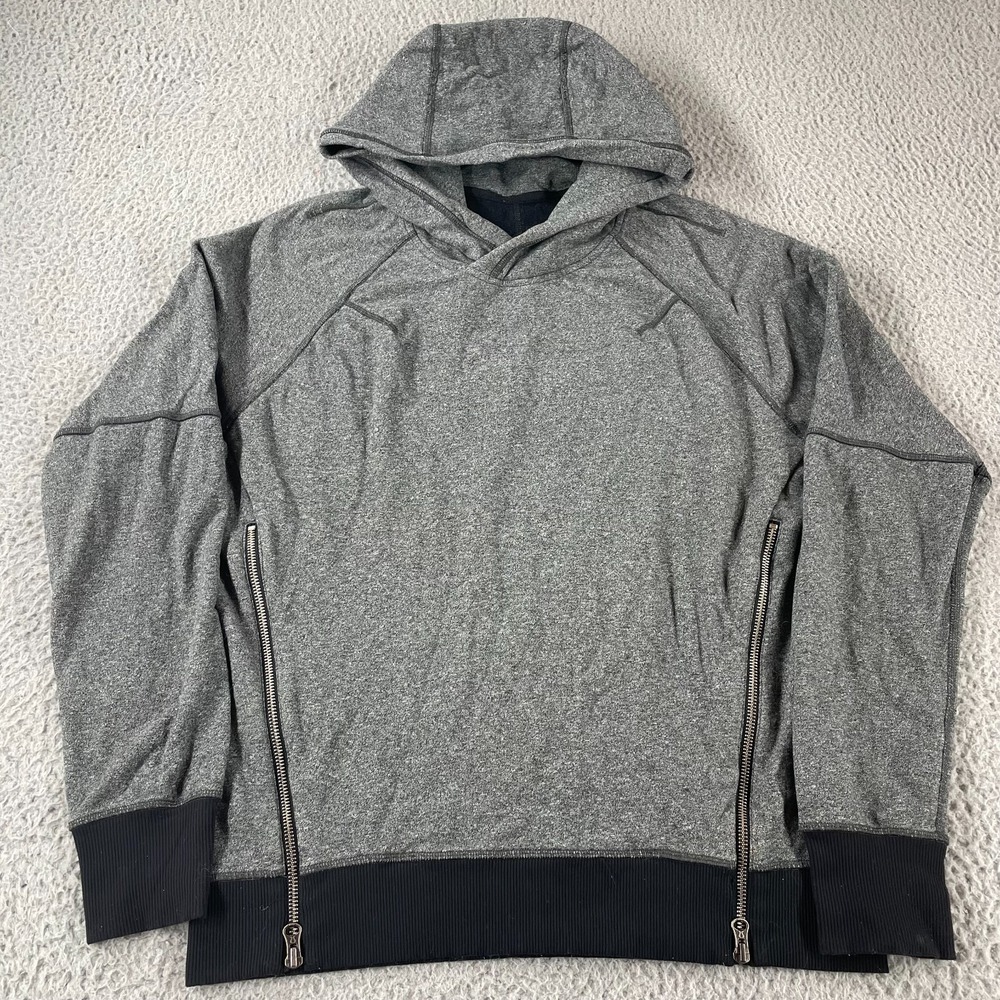 Lululemon Om & Roam Pullover Hoodie Size 4 Heathered Speckled Gray‎ Black Trim